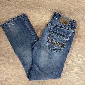 BKE Aiden Bootleg Jeans Mens 29S Blue Distressed Denim FLP21137S